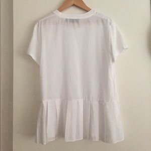 Kate spade white cotton silk pleat t shirt s